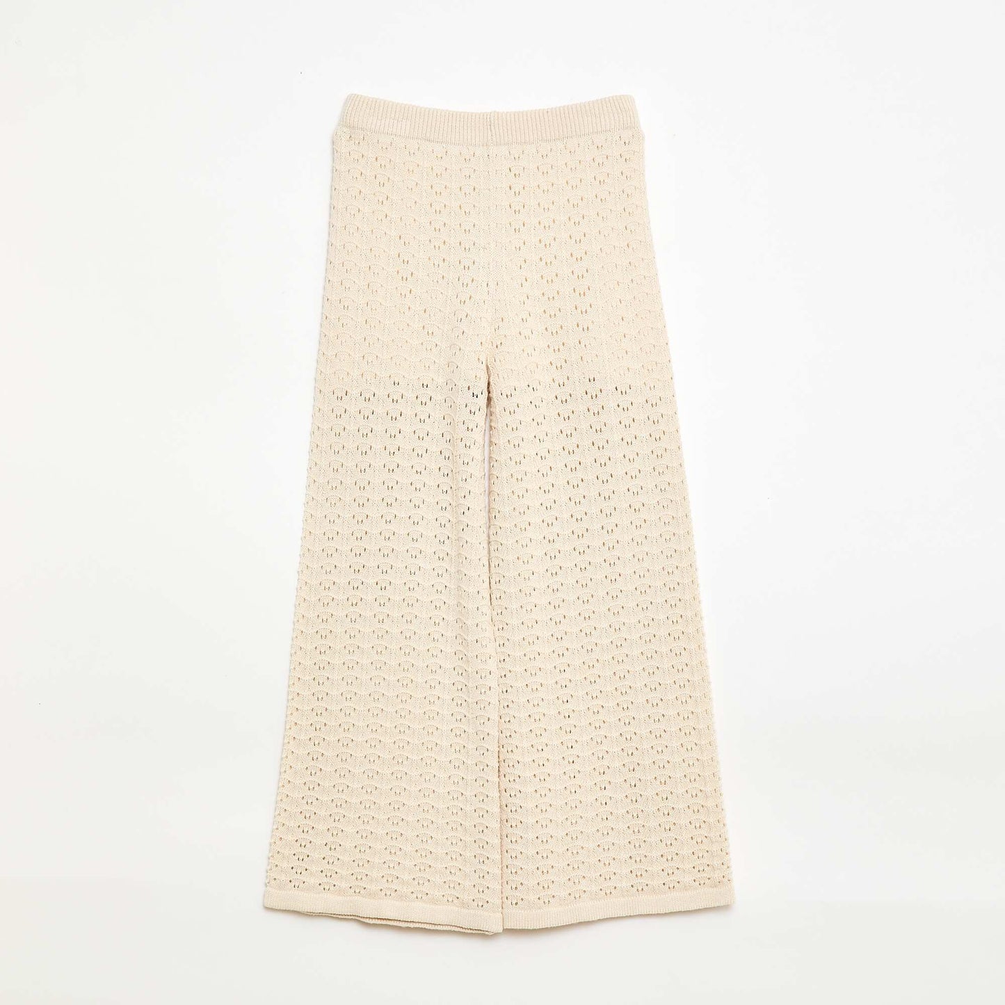 Pantalón de croché corte flare / acampanado BEIGE