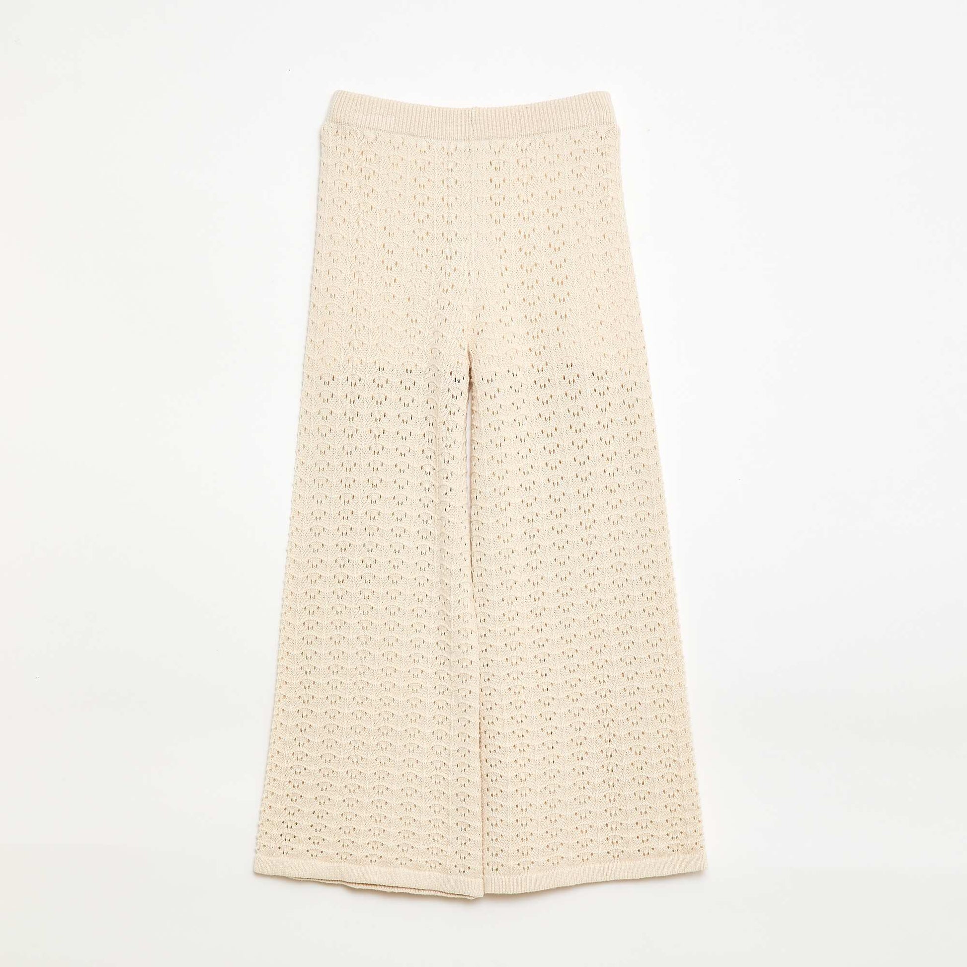 Pantalón de croché corte flare / acampanado BEIGE