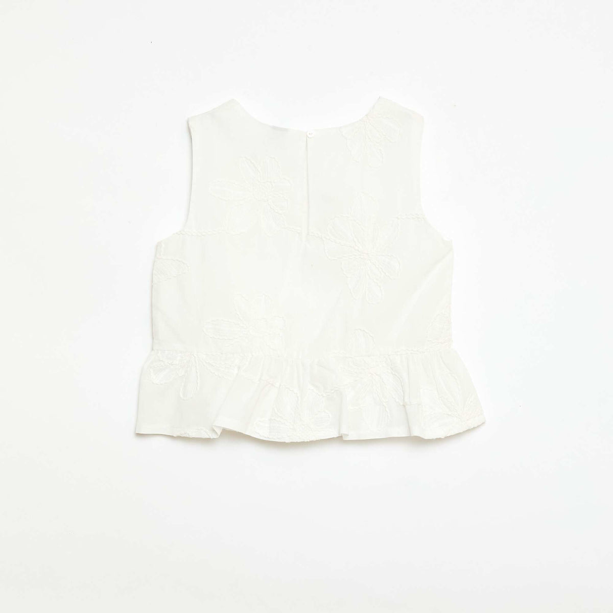 Blusa sin mangas con bordados florales BLANCO