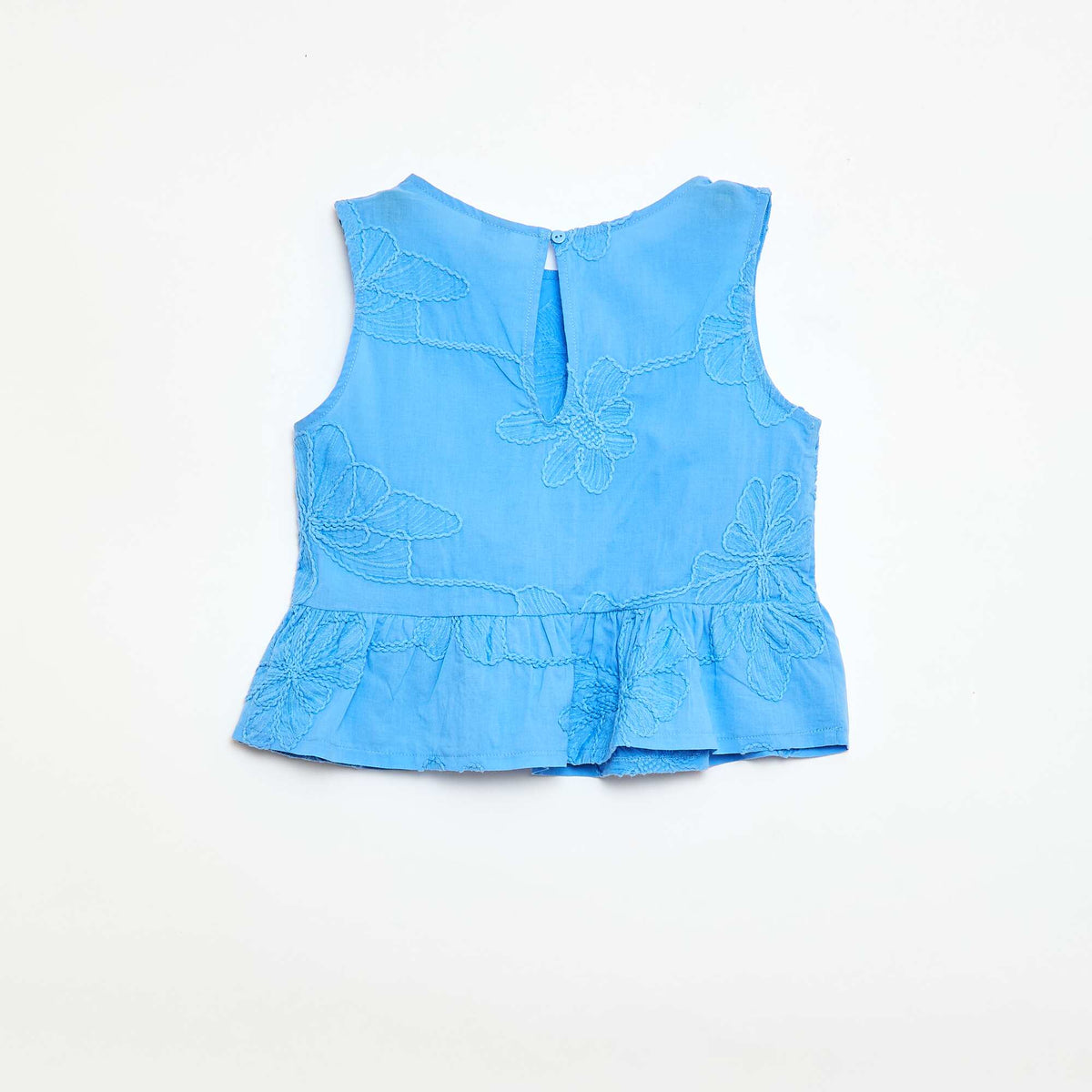 Blusa sin mangas con bordados florales AZUL