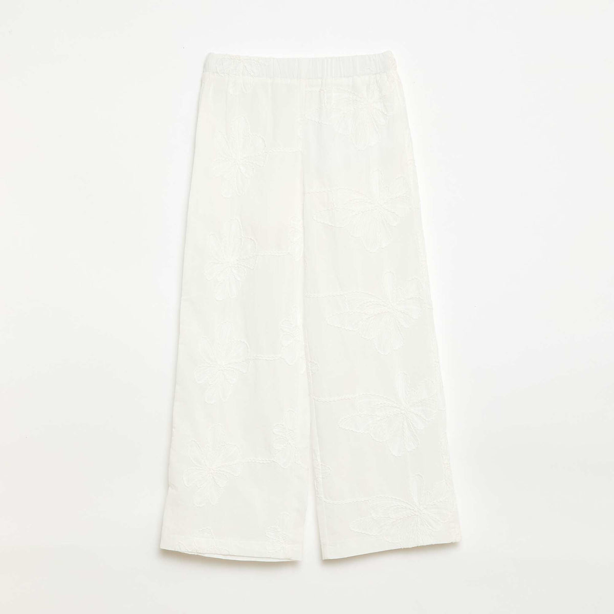 Pantalón ancho con bordados BLANCO