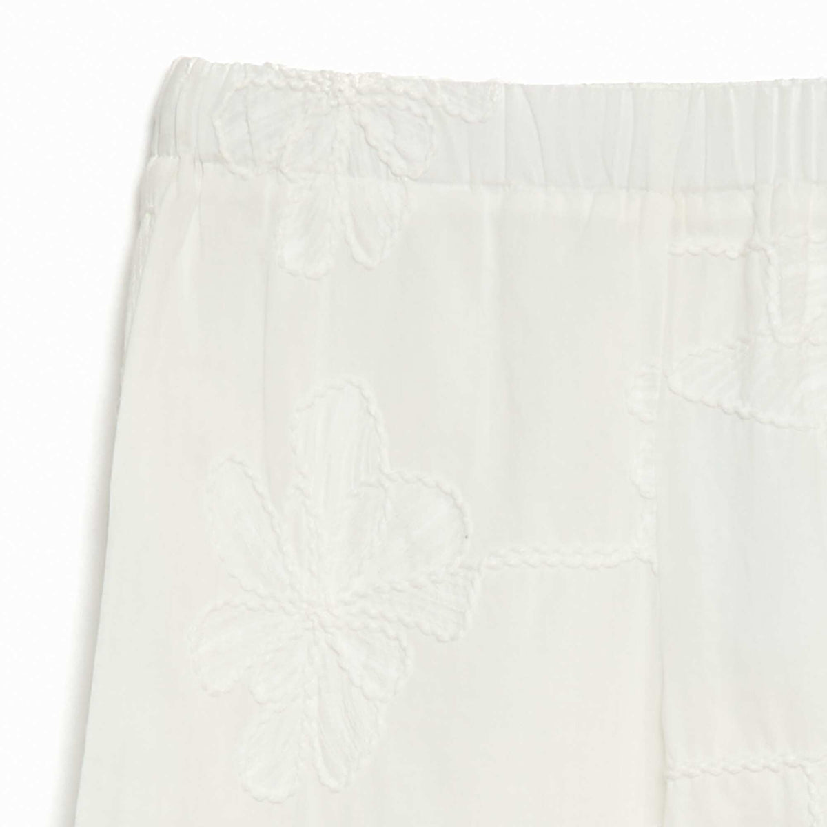 Pantalón ancho con bordados BLANCO