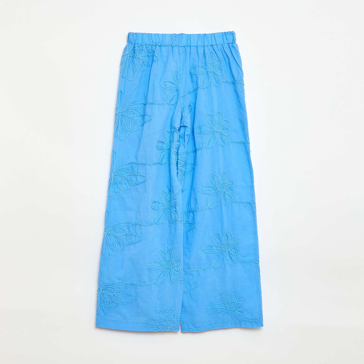 Pantalón ancho con bordados AZUL
