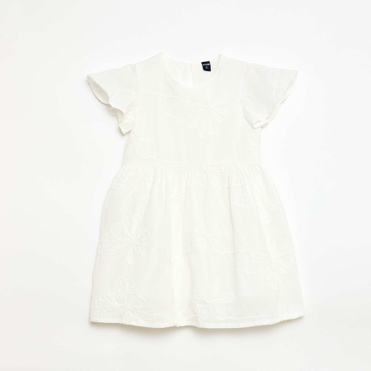 Vestido con bordados de flores fantasía BLANCO