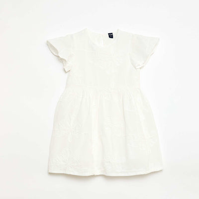 Vestido con bordados de flores fantasía BLANCO