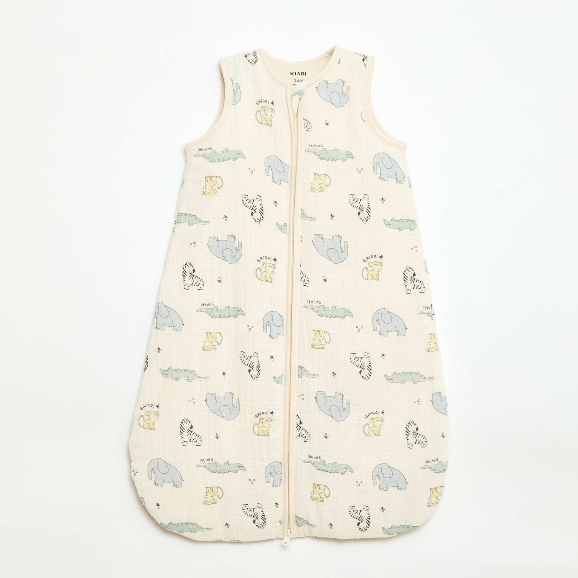 Saco de dormir sin mangas con cremallera en algodón BEIGE
