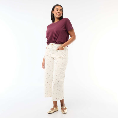 Pantalón corte ancho / wide leg talle estándar BLANCO
