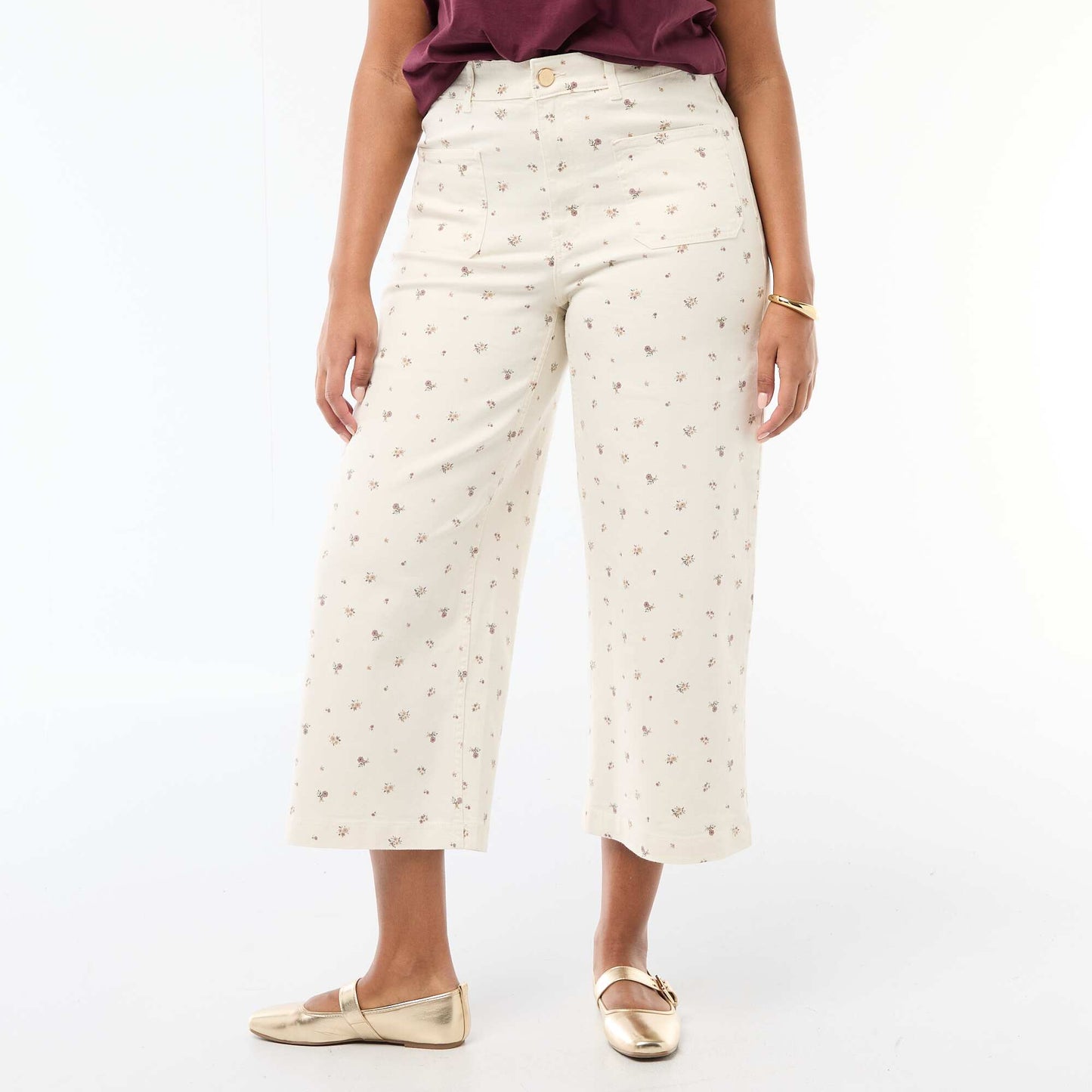 Pantalón corte ancho / wide leg talle estándar BLANCO