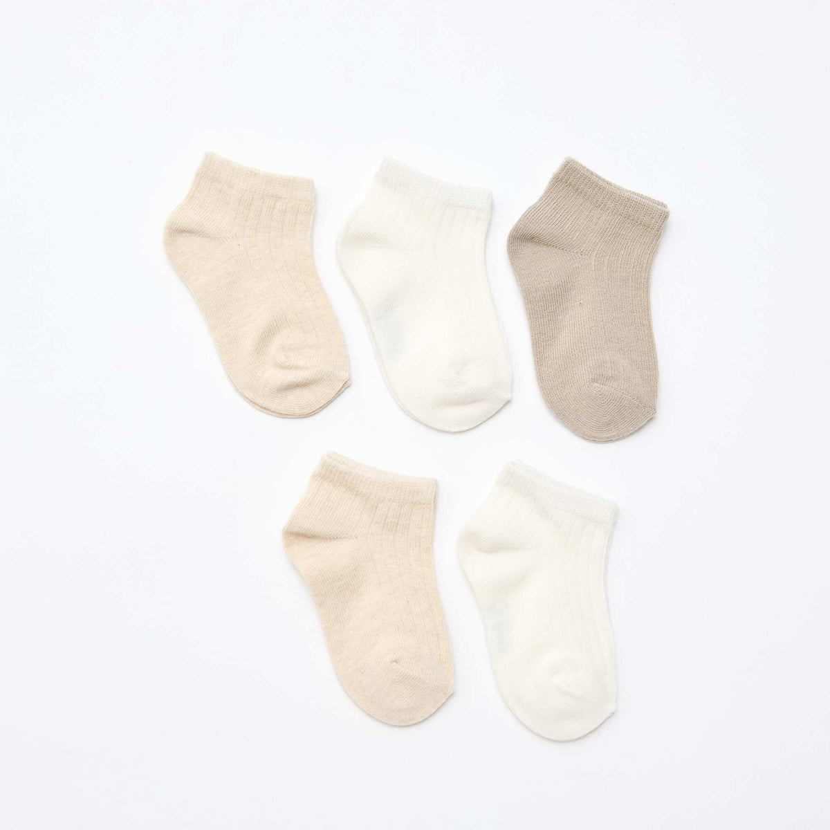 Pack de 5 pares de medias de punto acanalado BEIGE