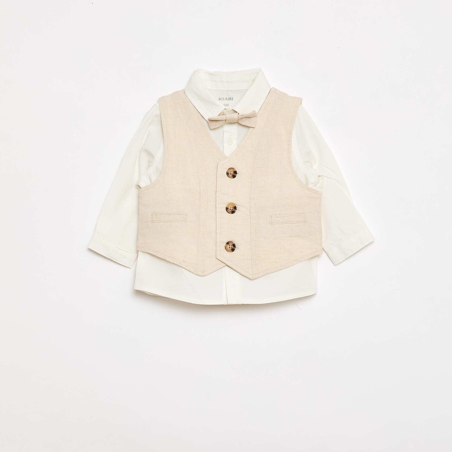 Conjunto de ceremonia de 4 piezas en algodón y lino BEIGE