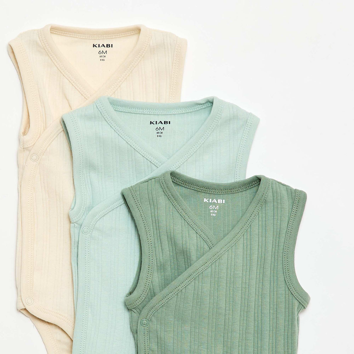 Pack de 3 bodies acanalados VERDE
