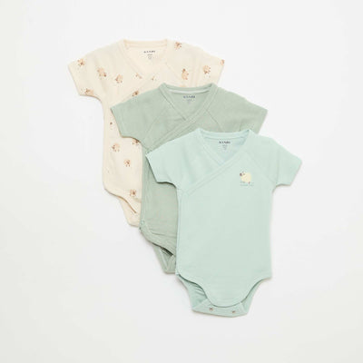 Pack de 3 bodies evolutivos de manga corta AZUL