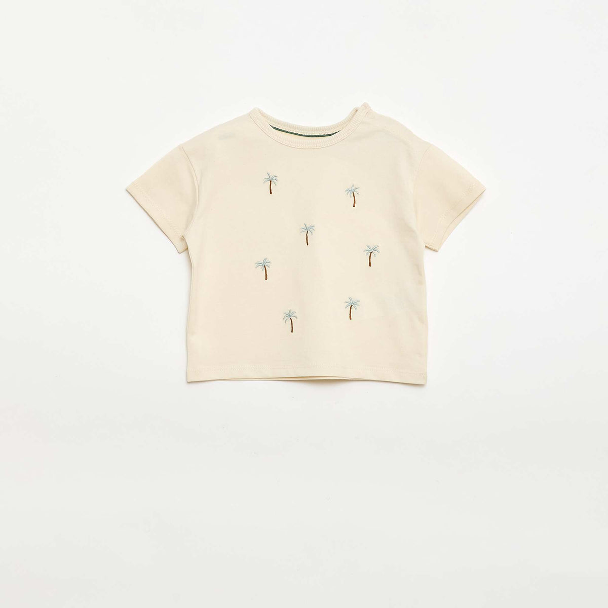 Camiseta estampada tropical de manga corta en algodón BLANCO