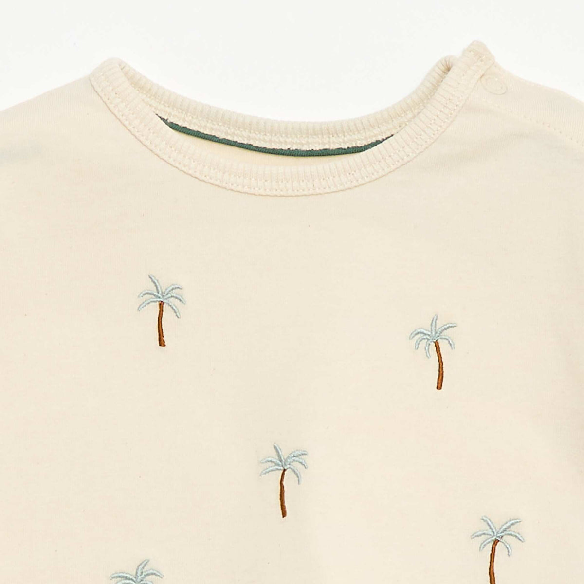 Camiseta estampada tropical de manga corta en algodón BLANCO
