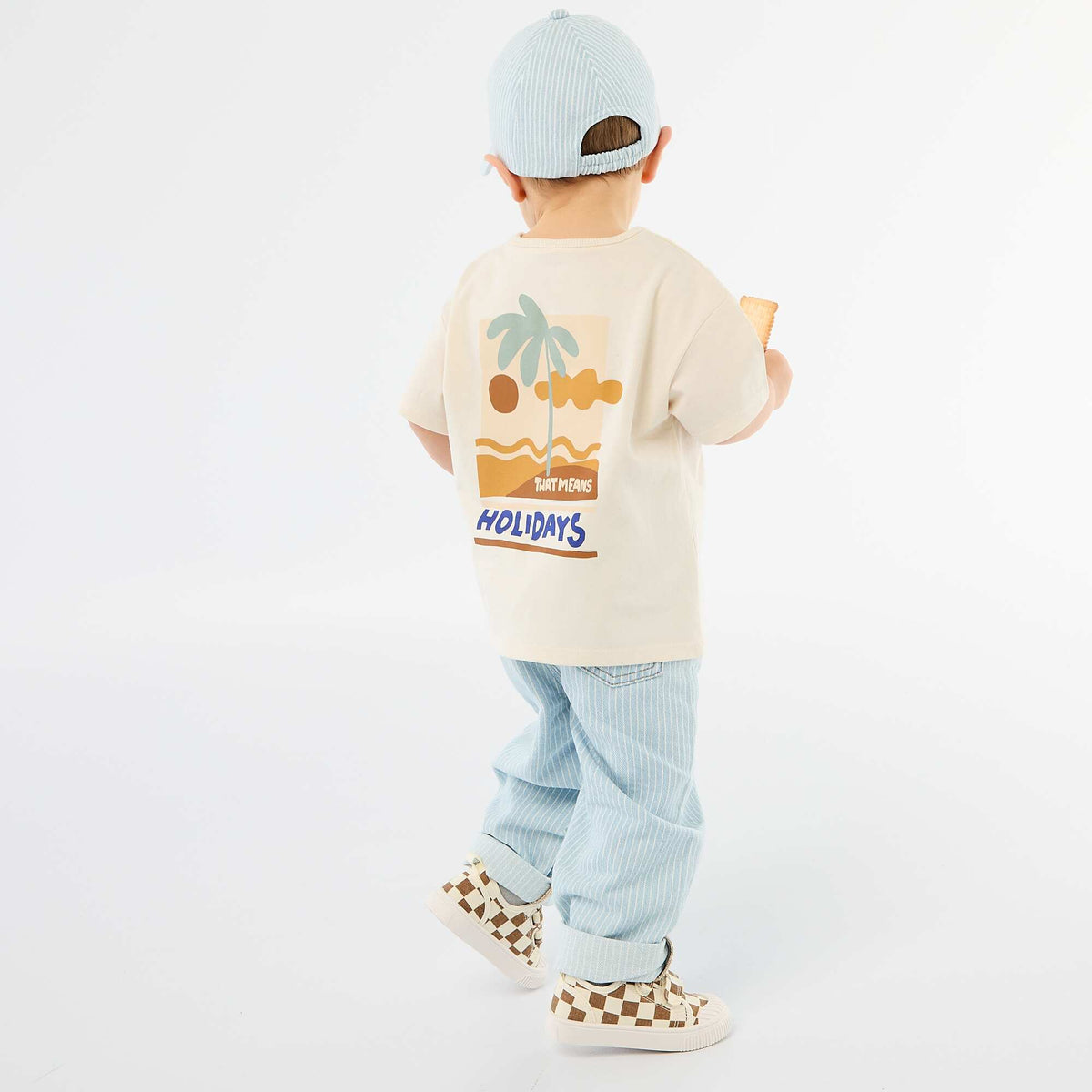 Camiseta estampada tropical de manga corta en algodón BLANCO
