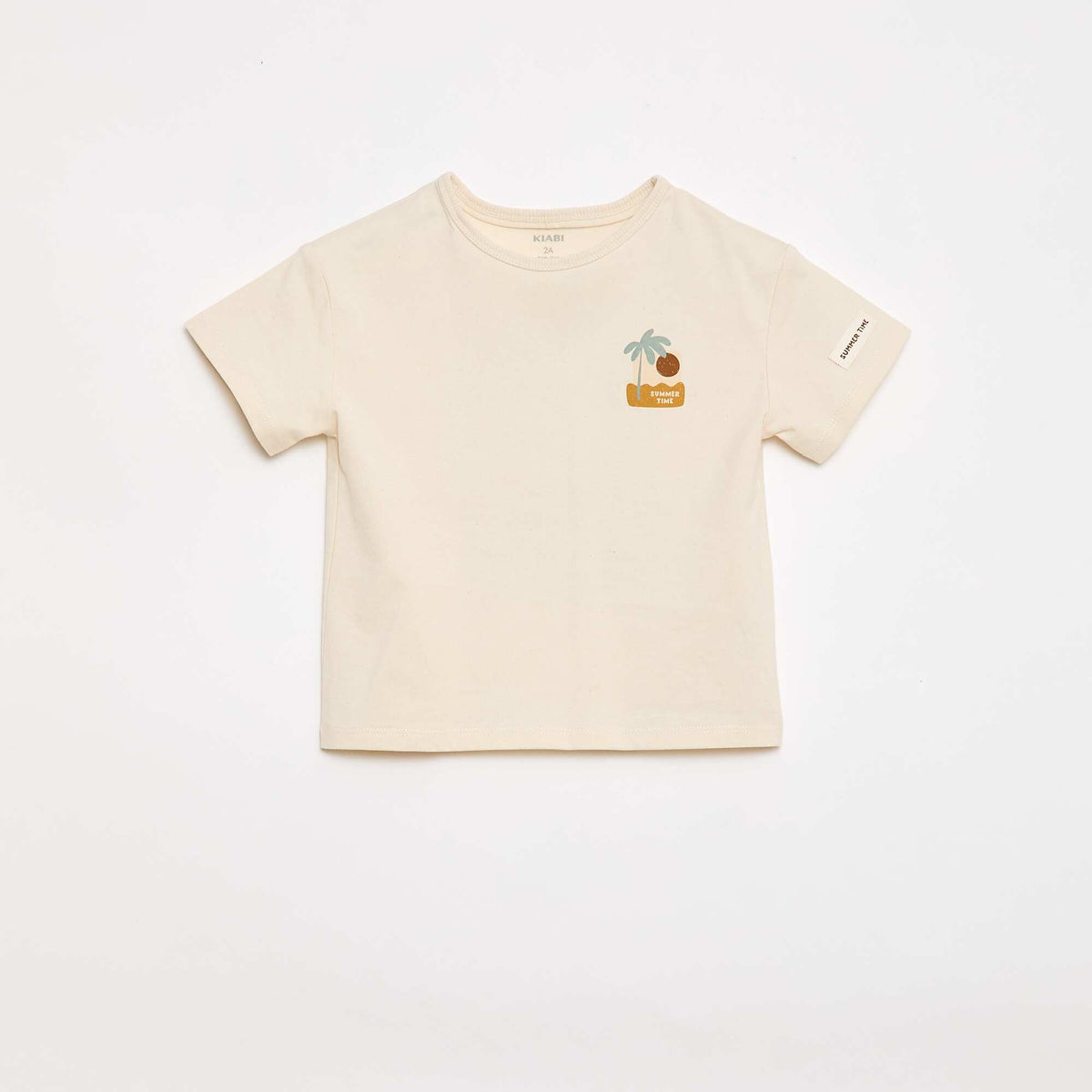 Camiseta estampada tropical de manga corta en algodón BLANCO