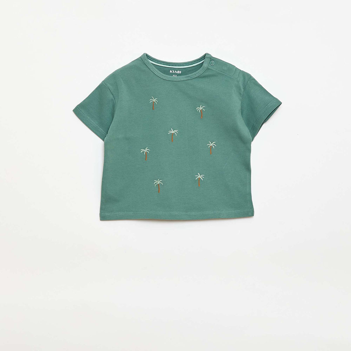 Camiseta estampada tropical de manga corta en algodón VERDE