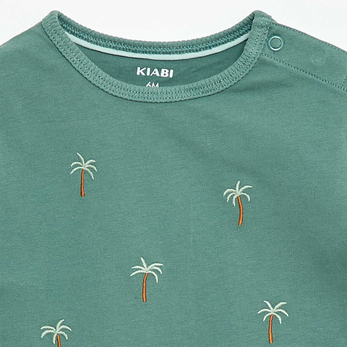 Camiseta estampada tropical de manga corta en algodón VERDE