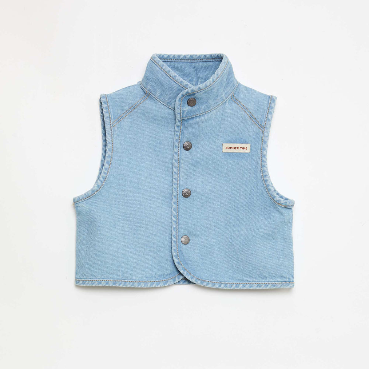 Camisa vaquera sin mangas de algodón AZUL