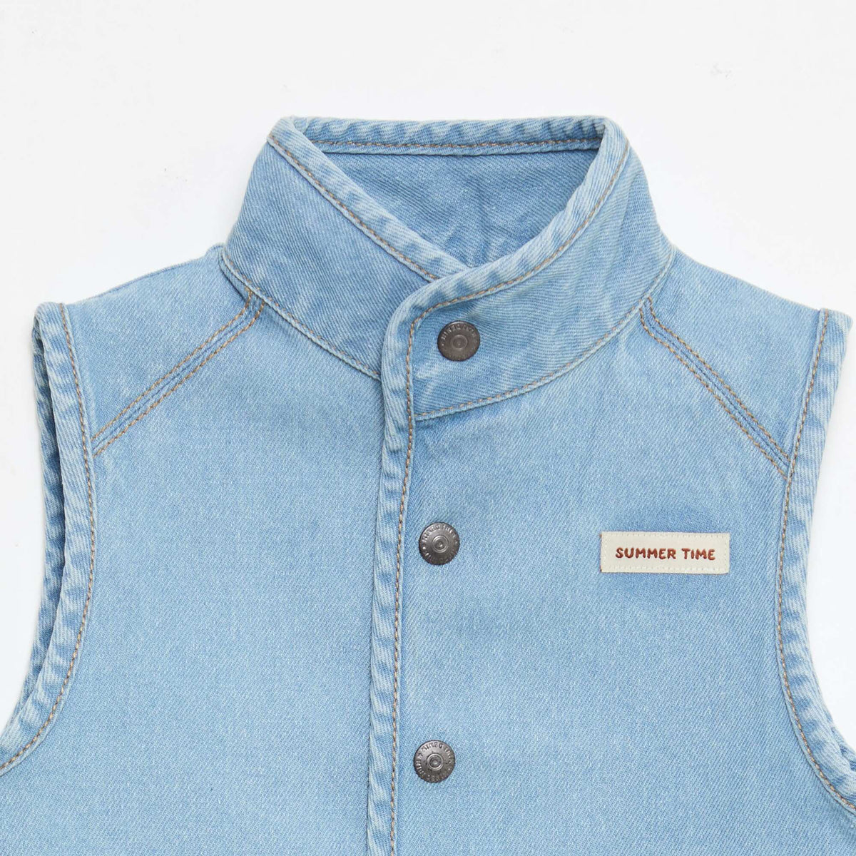 Camisa vaquera sin mangas de algodón AZUL