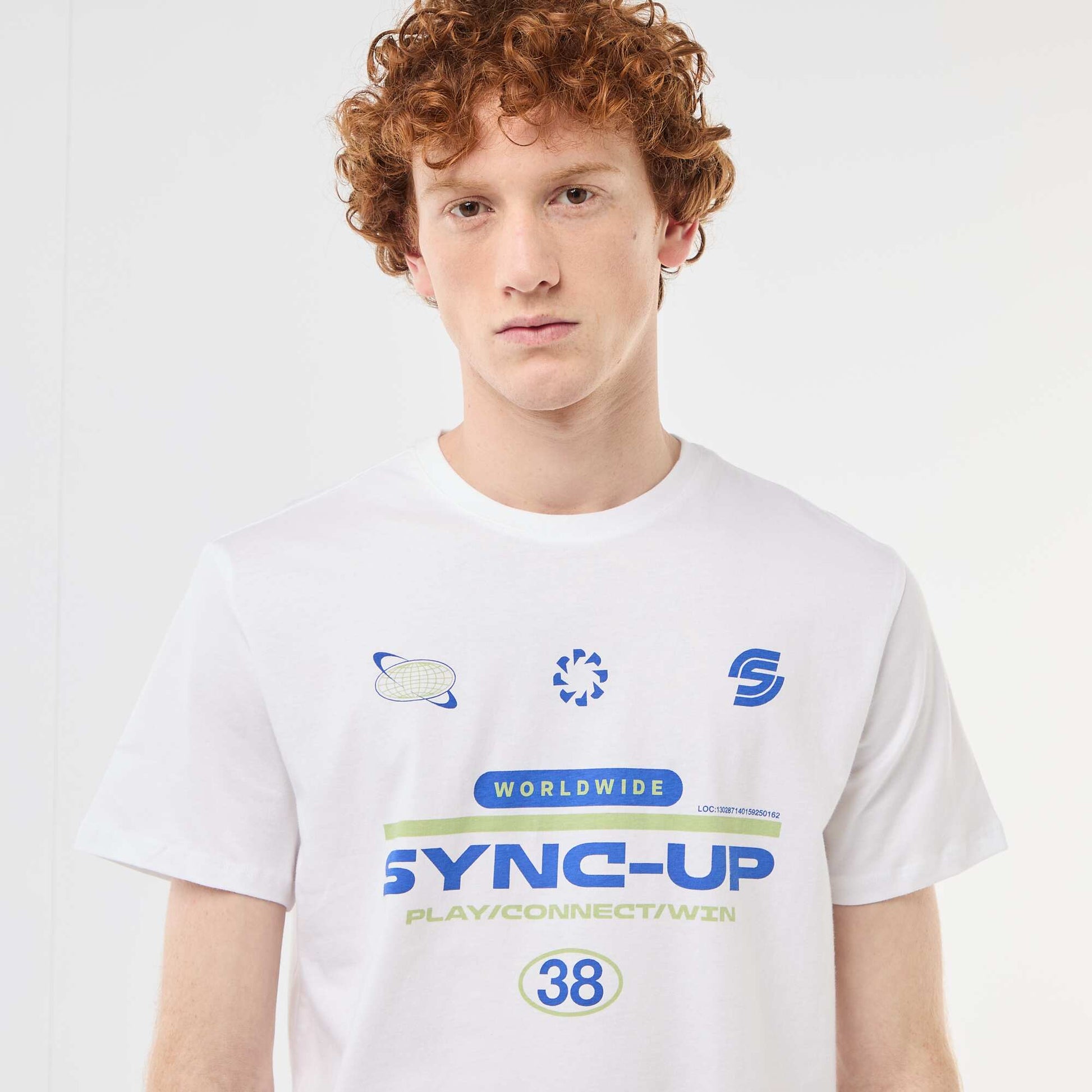 Camiseta estampada con diseño posicionado en algodón liso BLANCO