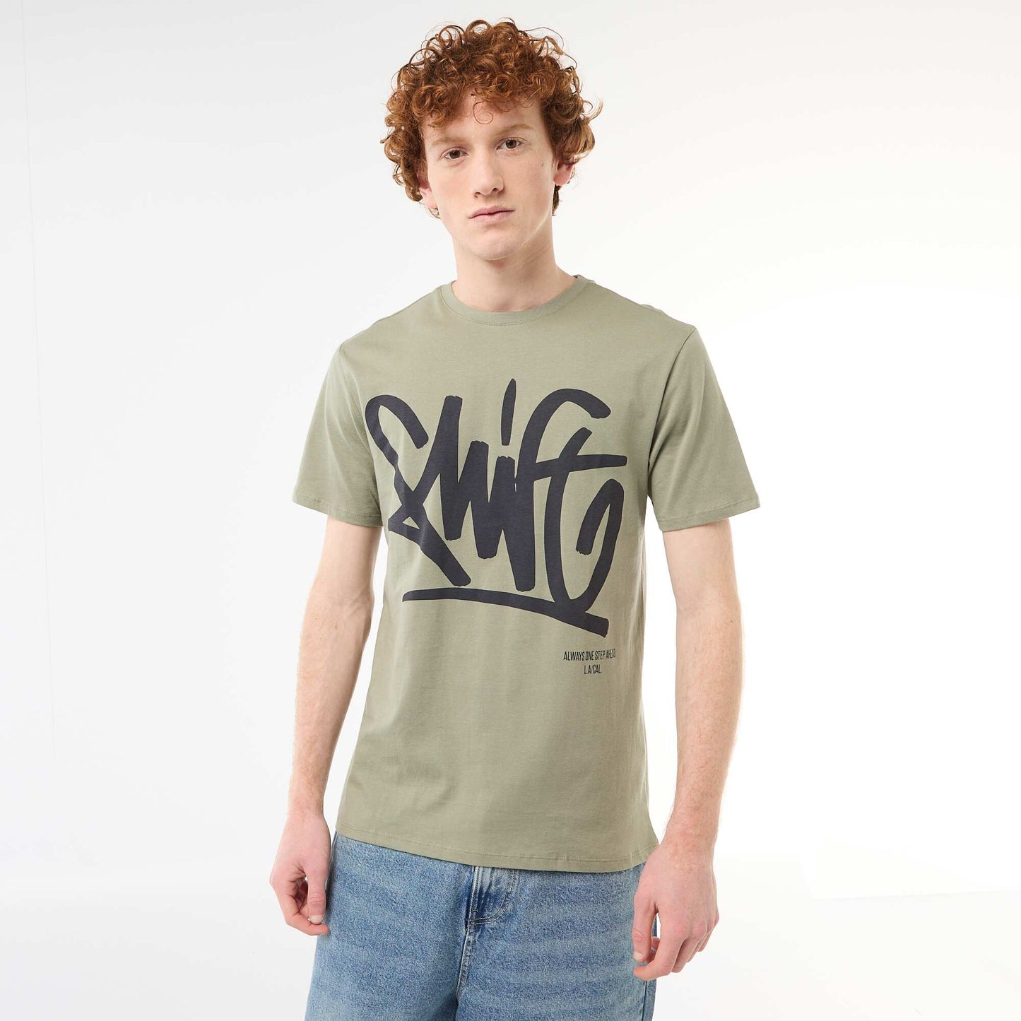 Camiseta estampada con diseño posicionado en algodón liso VERDE