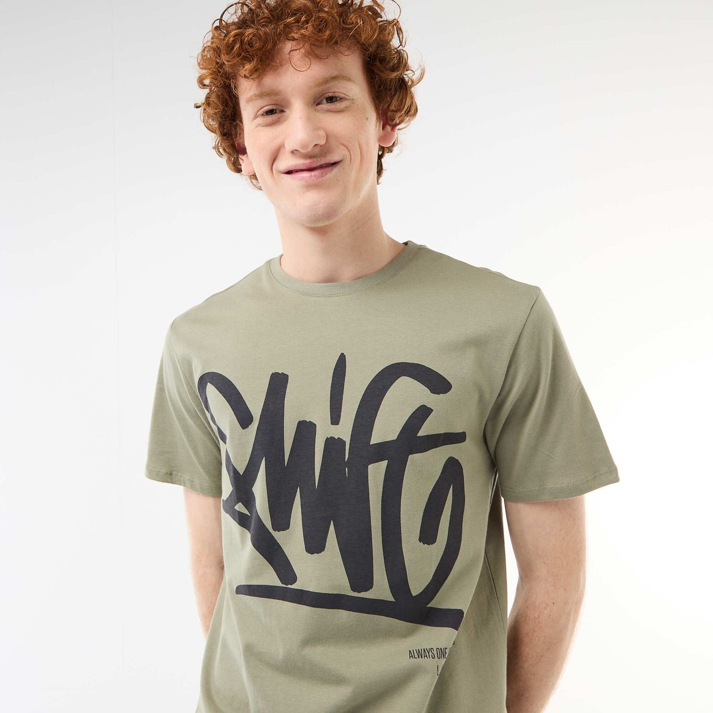 Camiseta estampada con diseño posicionado en algodón liso VERDE