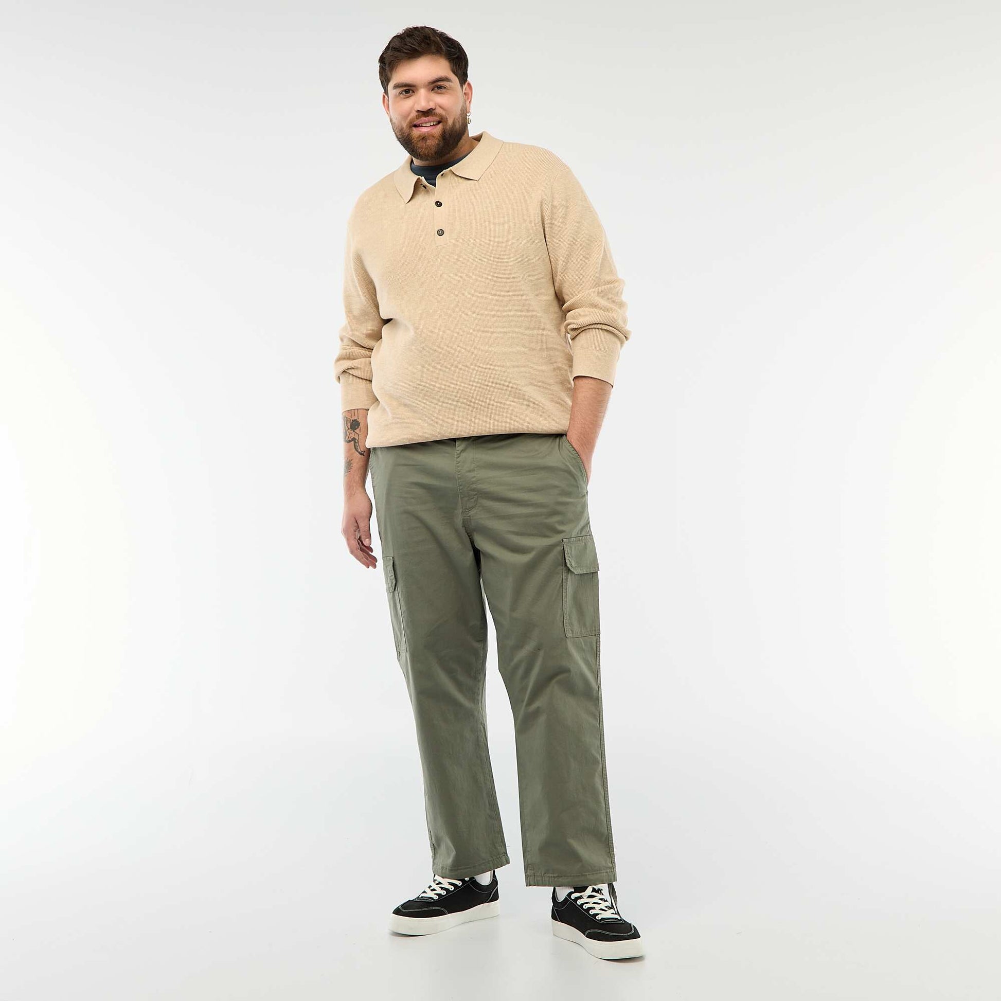 Pantalón multibolsillos corte recto / regular fit VERDE