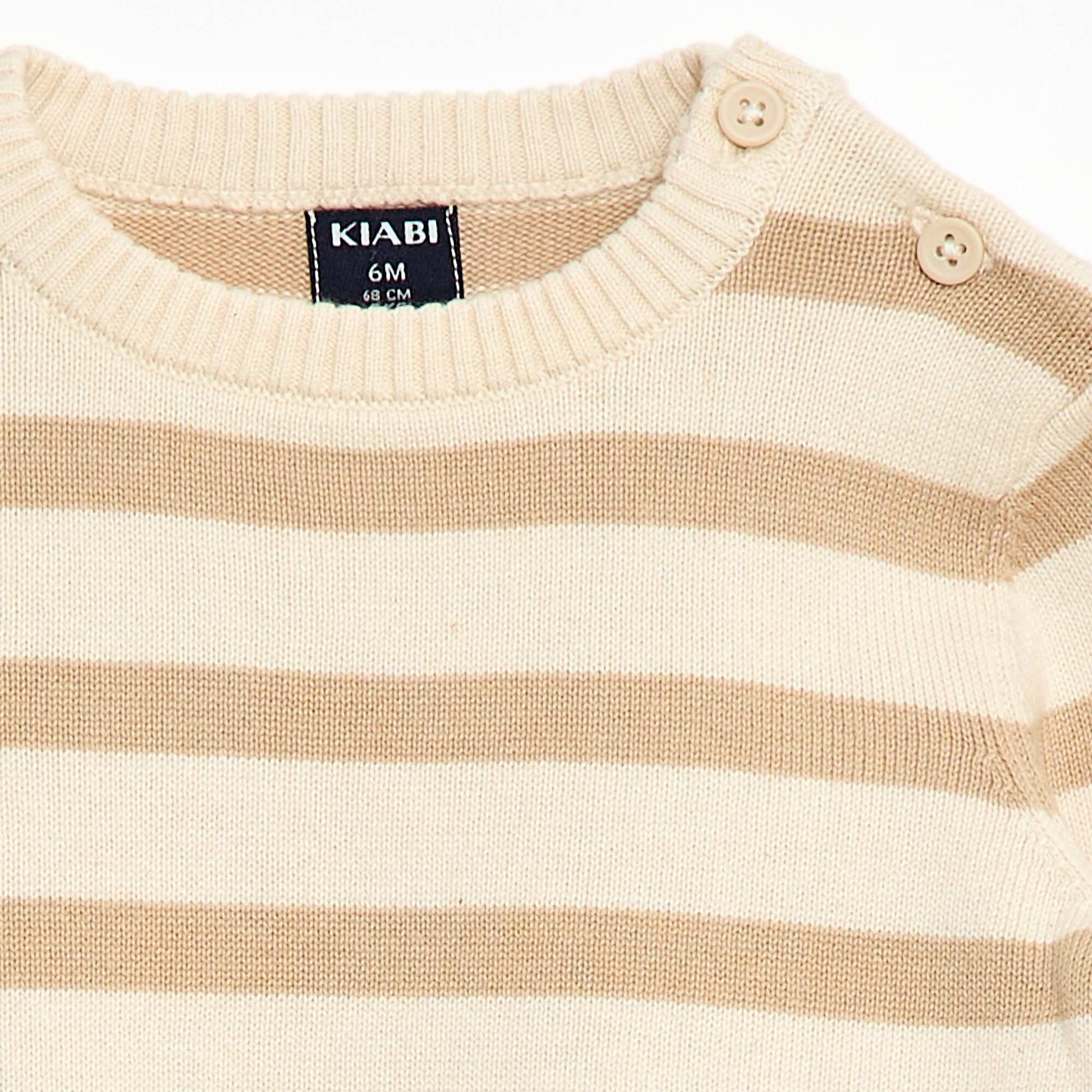 Sweater fino de punto con cuello abotonado BLANCO