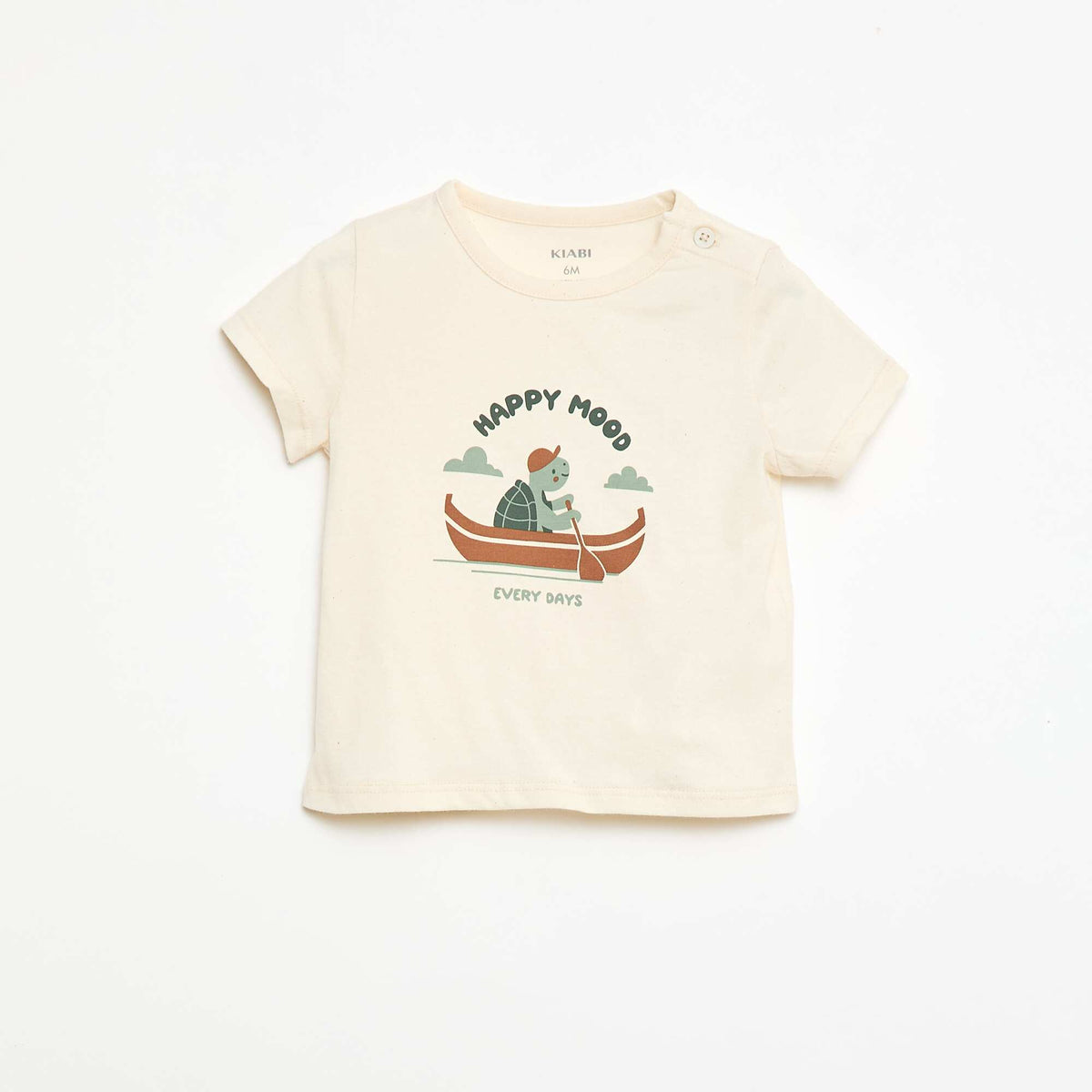 Camiseta de manga corta en punto de algodón BLANCO