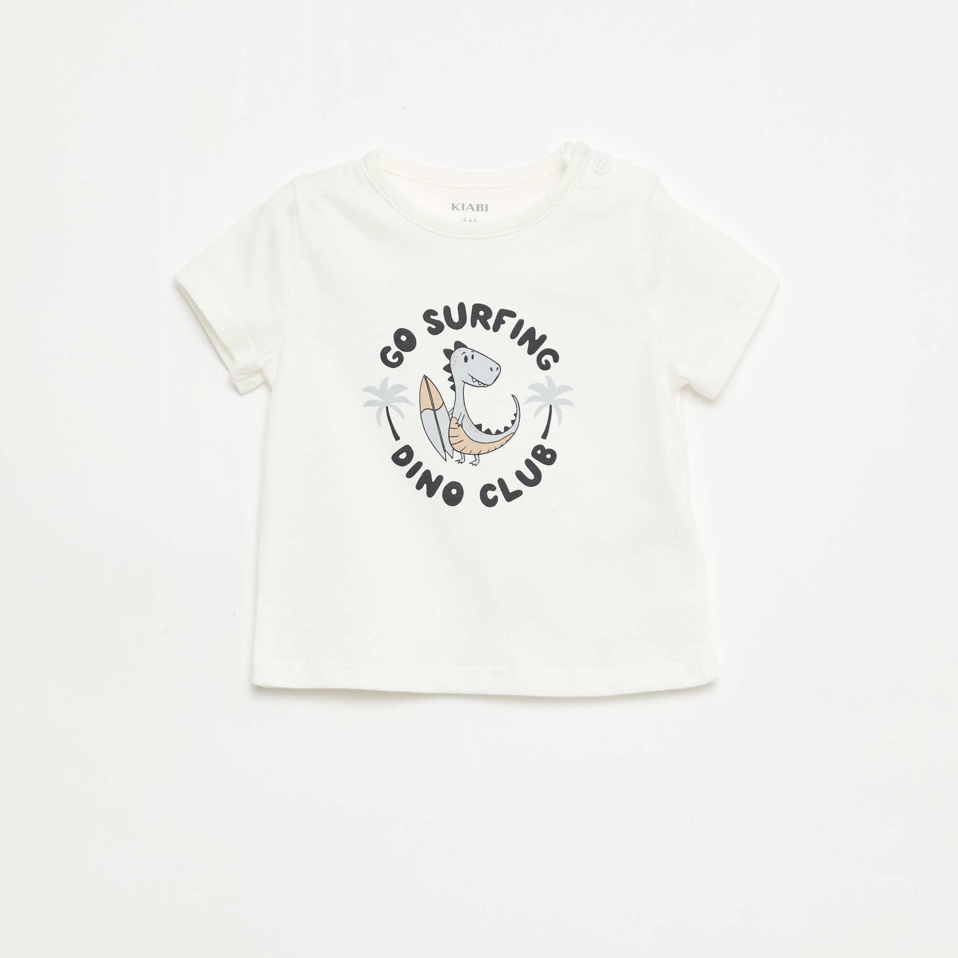 Camiseta de manga corta en punto de algodón BLANCO