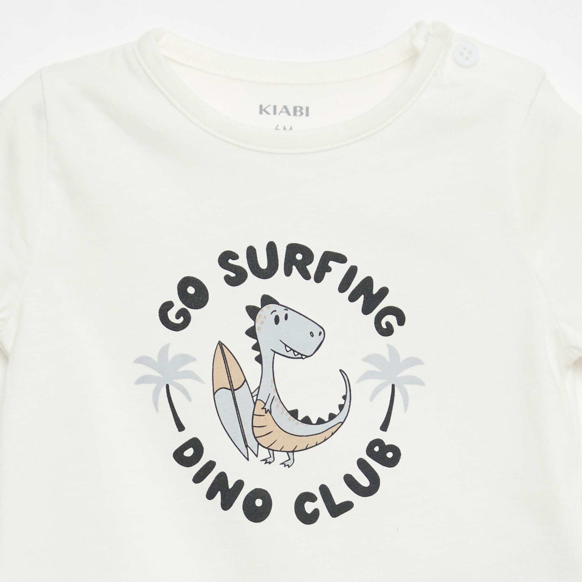 Camiseta de manga corta en punto de algodón BLANCO