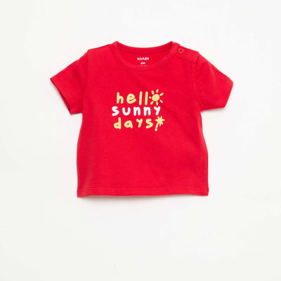 Camiseta de manga corta en punto de algodón ROJO