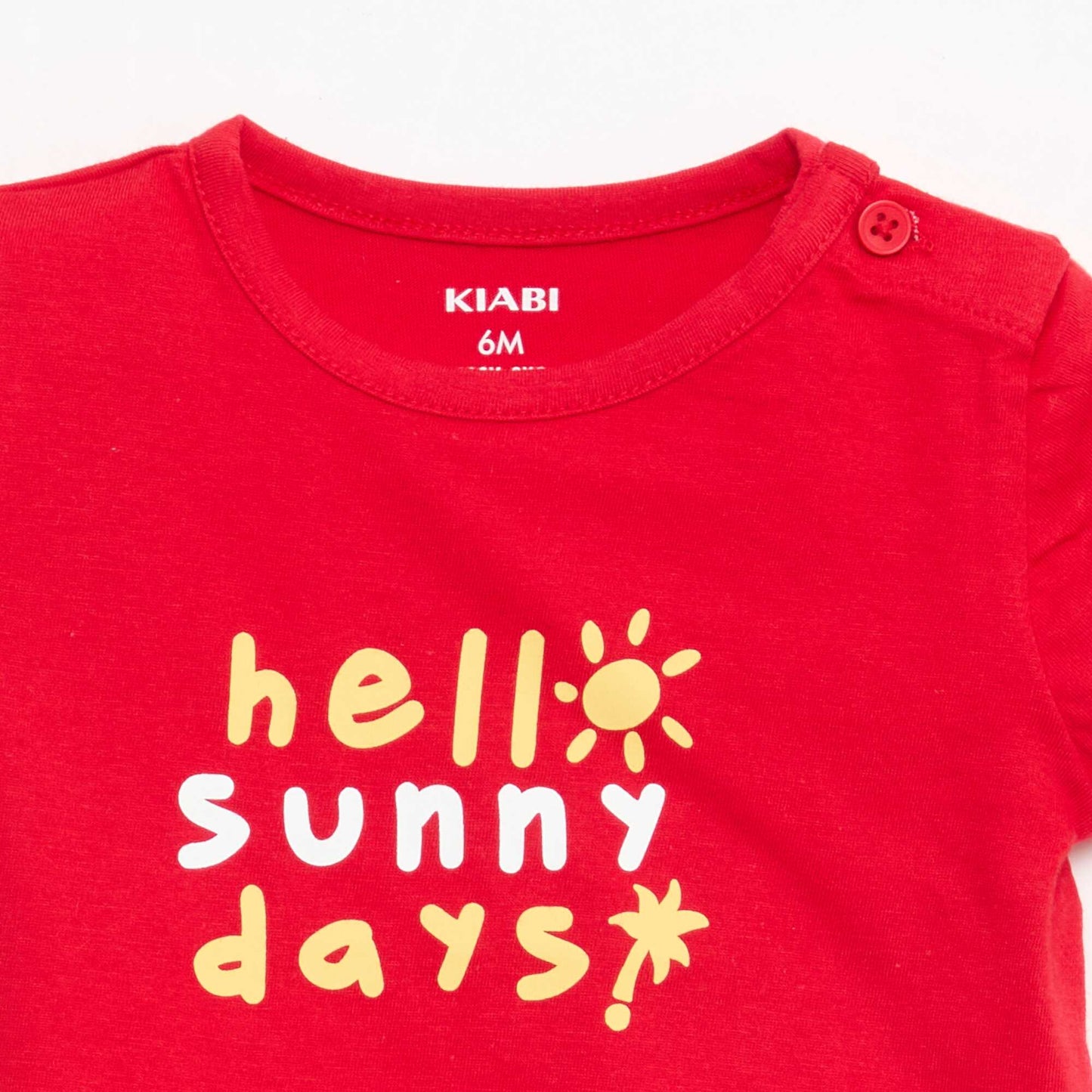 Camiseta de manga corta en punto de algodón ROJO