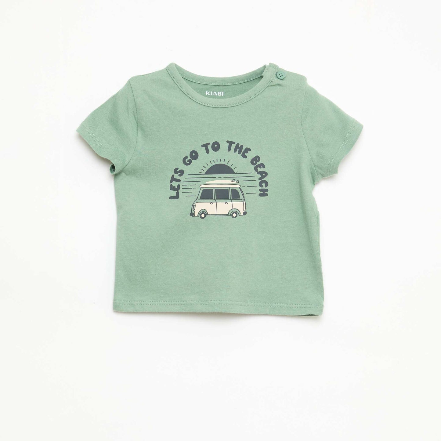 Camiseta de manga corta en punto de algodón VERDE