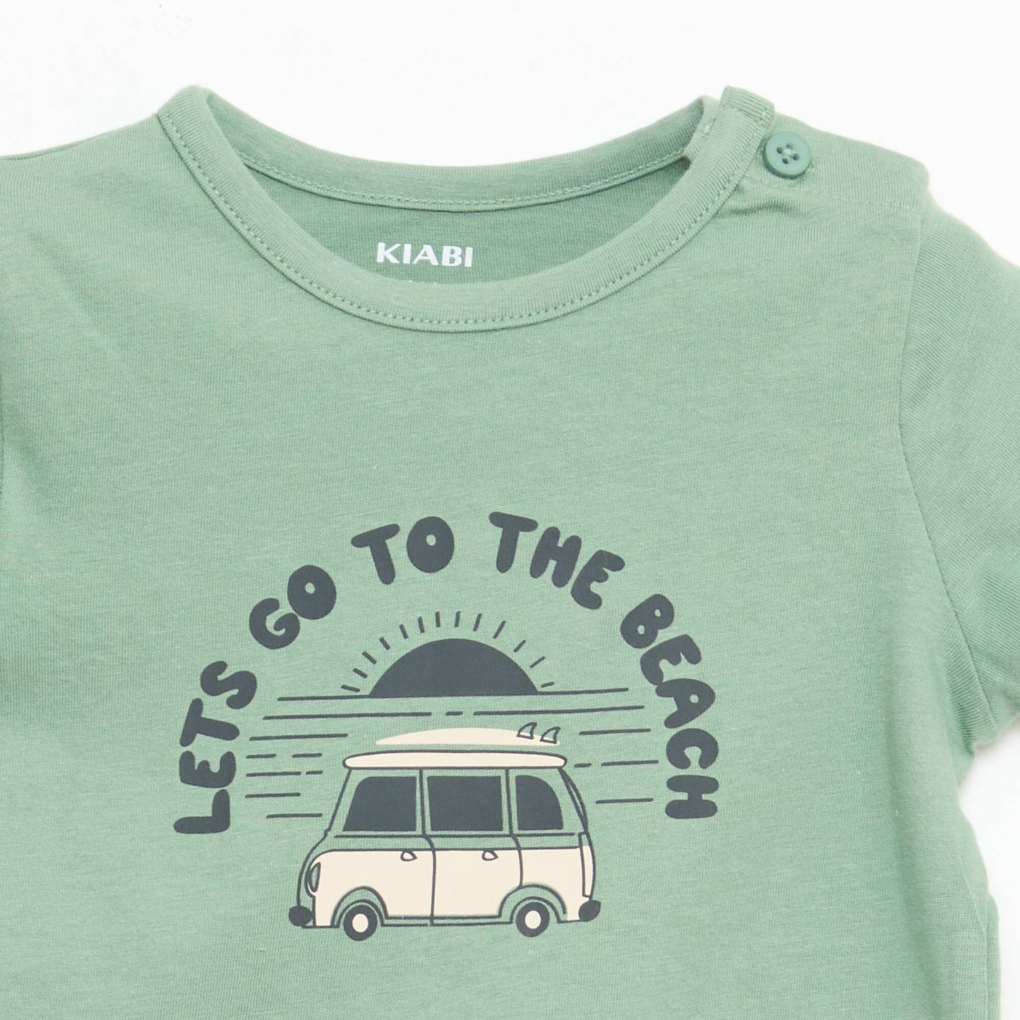 Camiseta de manga corta en punto de algodón VERDE