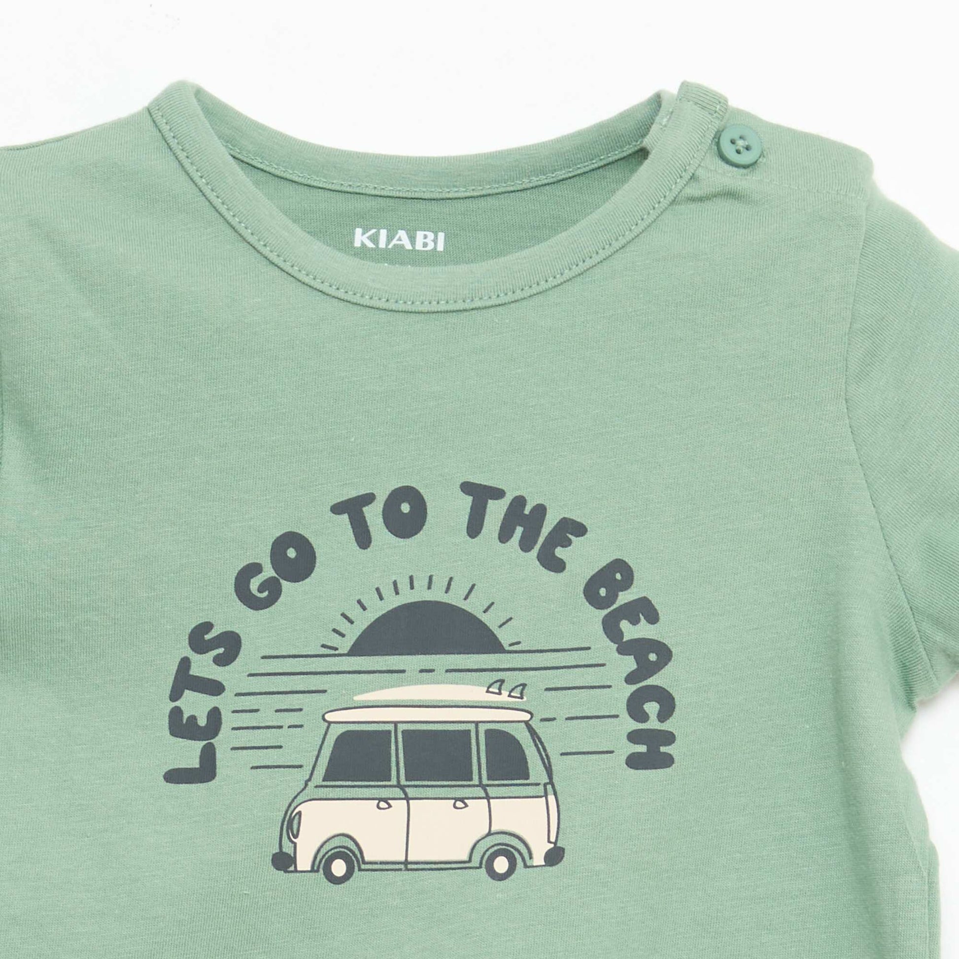 Camiseta de manga corta en punto de algodón VERDE