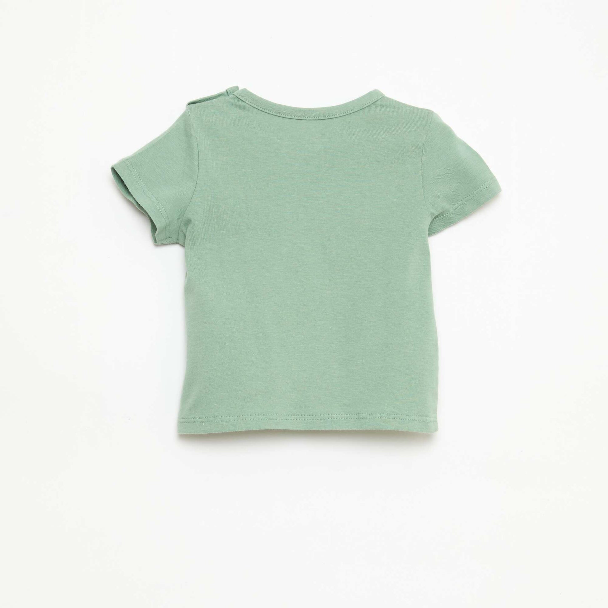 Camiseta de manga corta en punto de algodón VERDE