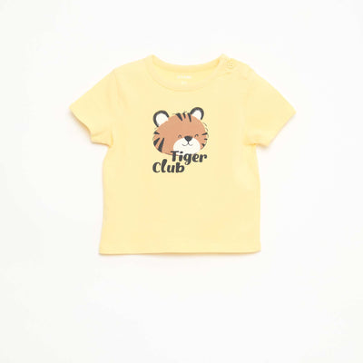 Camiseta de manga corta en punto de algodón AMARILLO