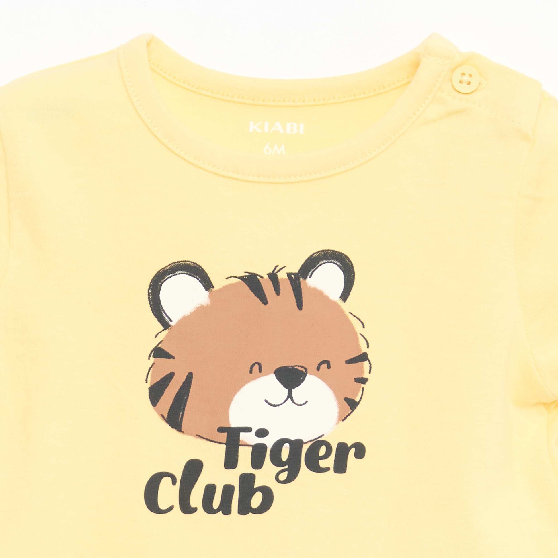 Camiseta de manga corta en punto de algodón AMARILLO