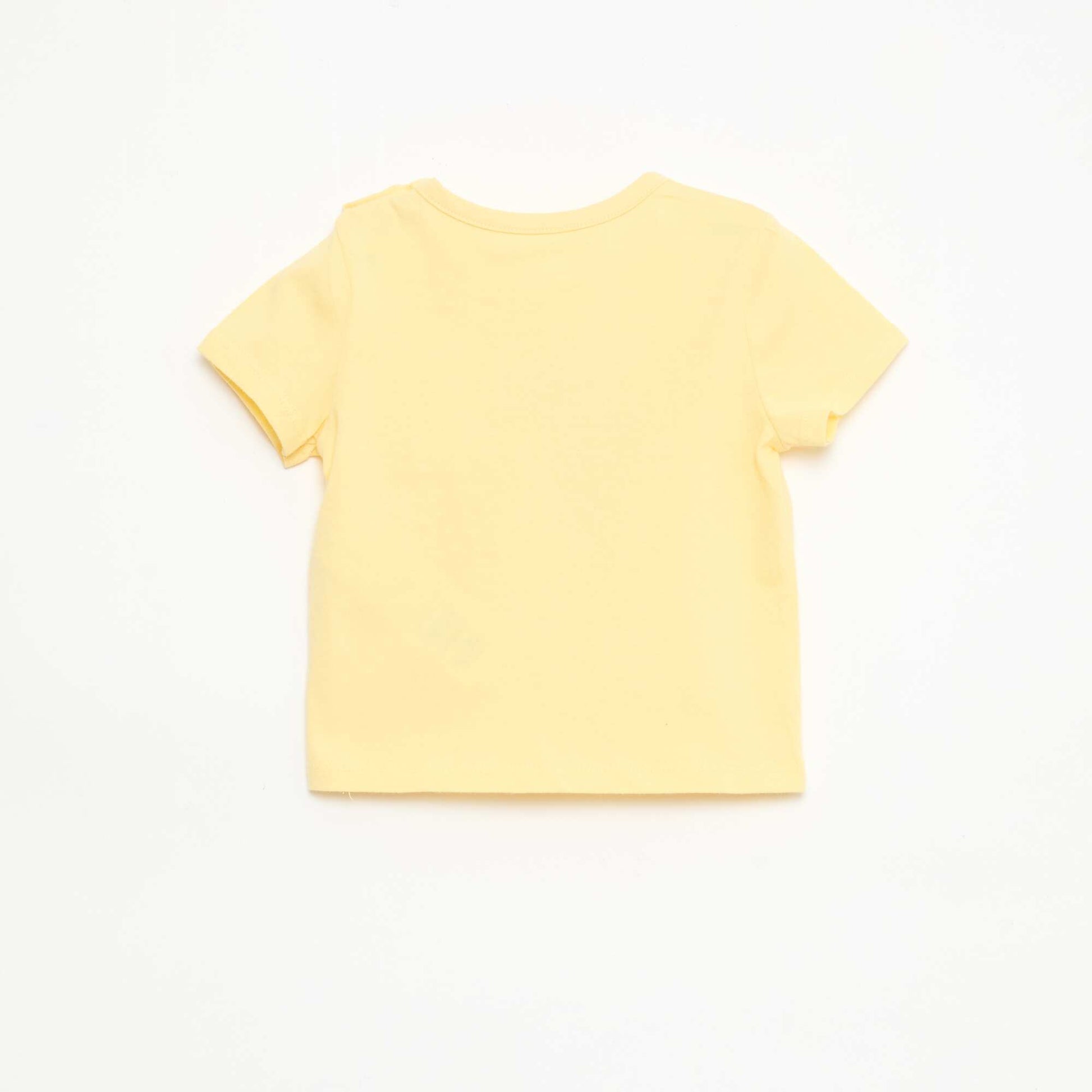 Camiseta de manga corta en punto de algodón AMARILLO