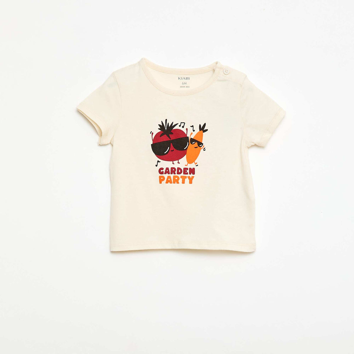 Camiseta de manga corta en punto de algodón BLANCO