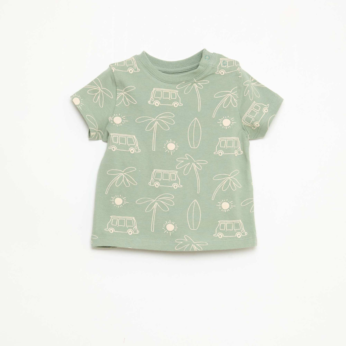 Camiseta lisa de punto de algodón VERDE