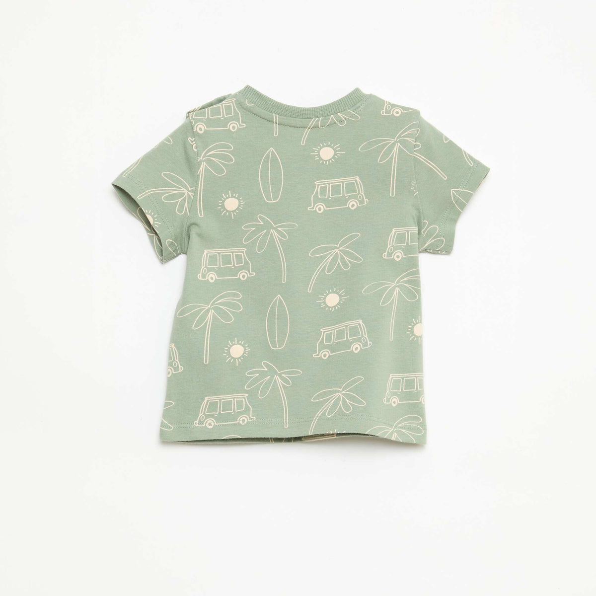 Camiseta lisa de punto de algodón VERDE