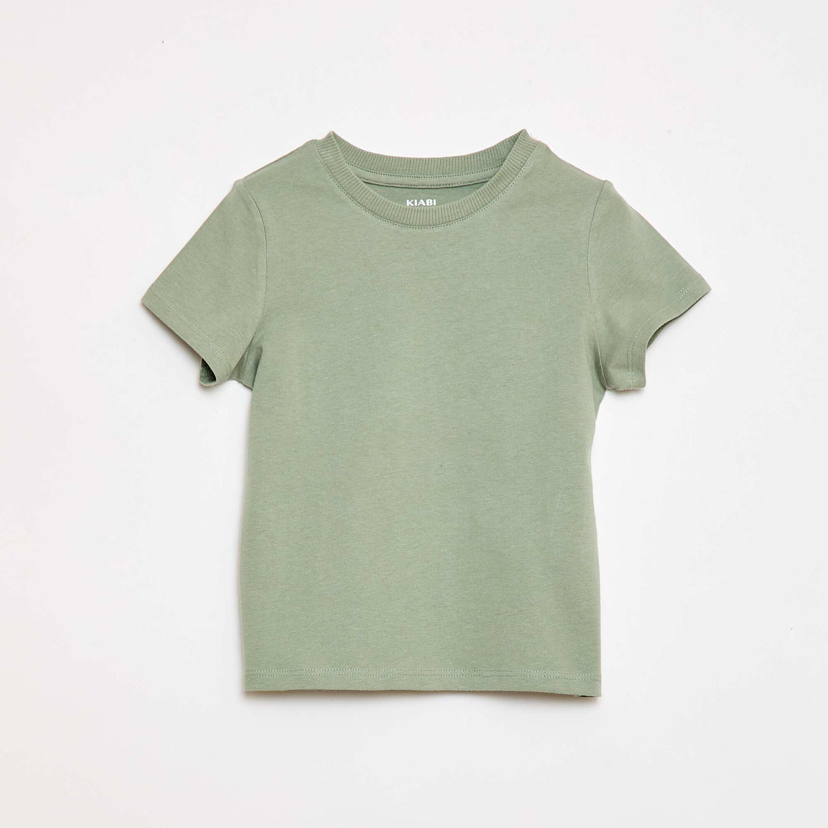 Camiseta lisa de punto de algodón AZUL