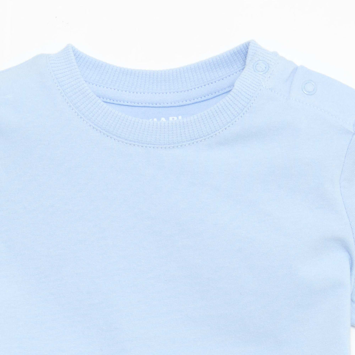 Camiseta lisa de punto de algodón AZUL