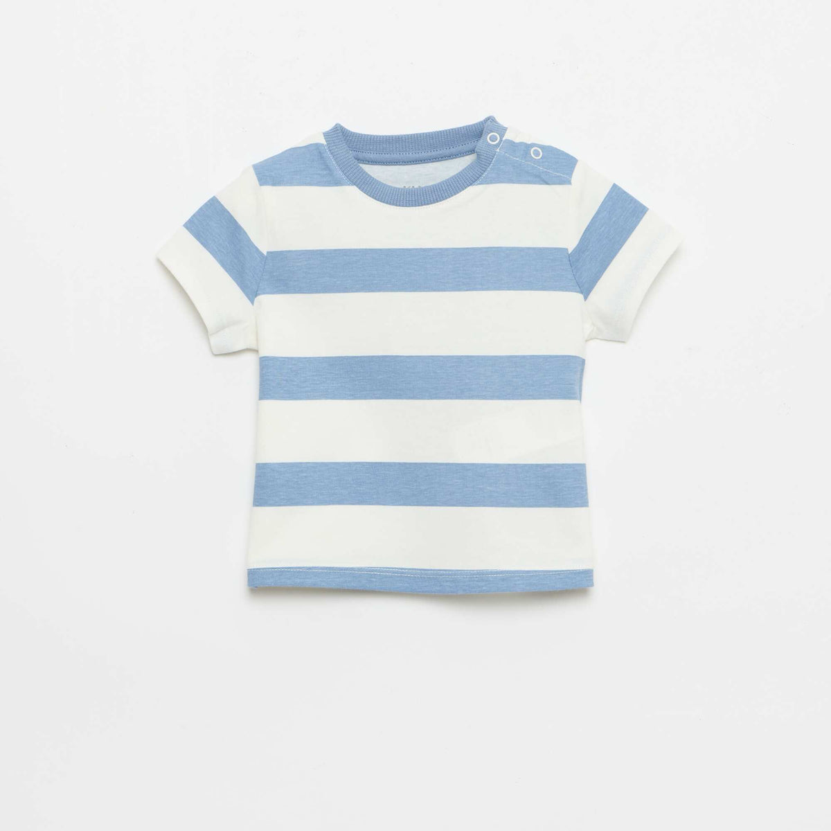 Camiseta lisa de punto de algodón AZUL