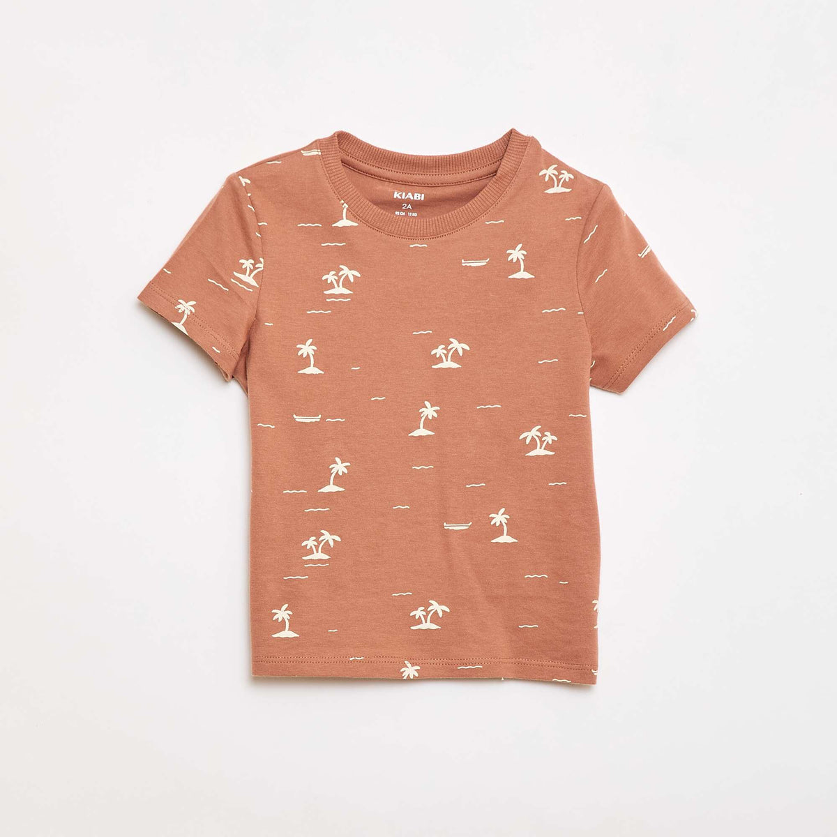 Camiseta lisa de punto de algodón MARRON