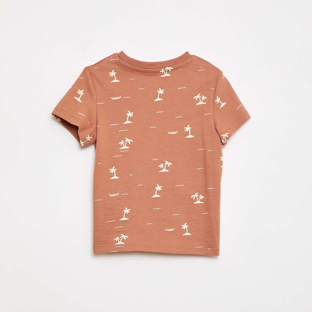Camiseta lisa de punto de algodón MARRON