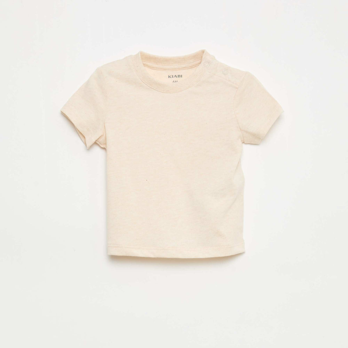 Camiseta lisa de punto de algodón BEIGE